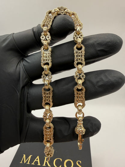 9ct Gold Stars & Bars Bracelet 9" 7mm 22.75g