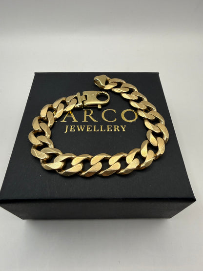 9ct Gold Curb Bracelet 9" 13.5mm 56g