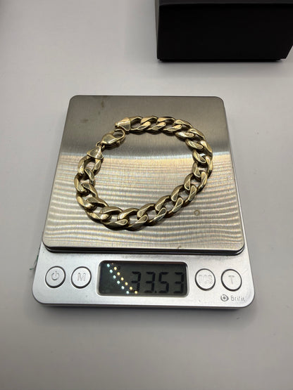 9ct Gold Curb Bracelet 8.1" 11mm 33.53g