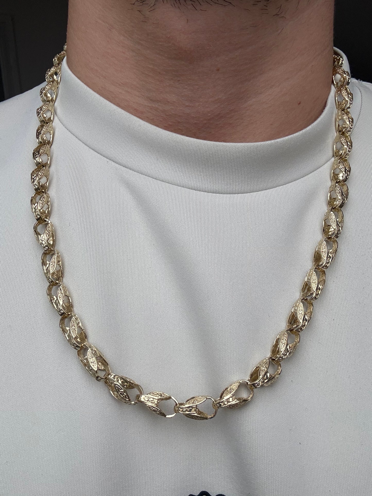 9ct Gold Tulip Chain 25.75" 8mm 59.46g