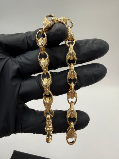 9ct Gold Tulip Bracelet 8" 8mm 25.88g