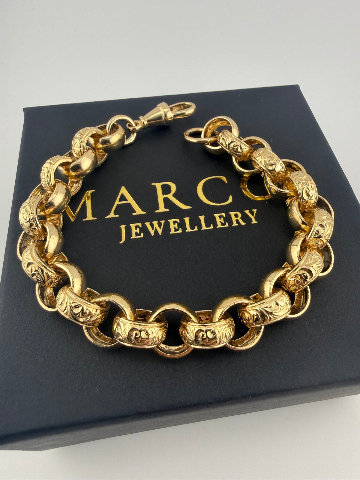 9ct Gold Belcher Bracelet 9.25" 12mm 43.2g