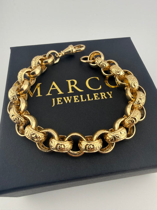 9ct Gold Belcher Bracelet 9.25" 12mm 43.2g