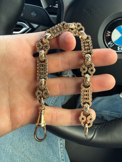 9ct Gold Stars & Bars Bracelet 9.4" 13/14mm 54.1g approx