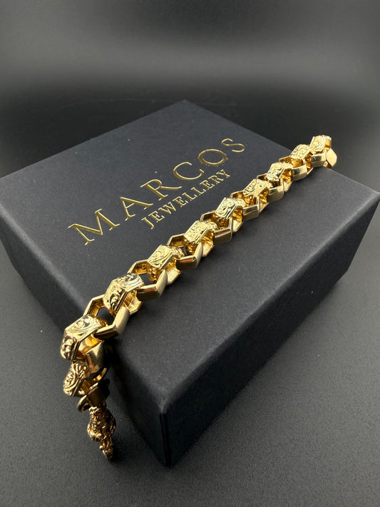 9ct Gold Hexagon Belcher Bracelet 8.5" 11mm 33.68g