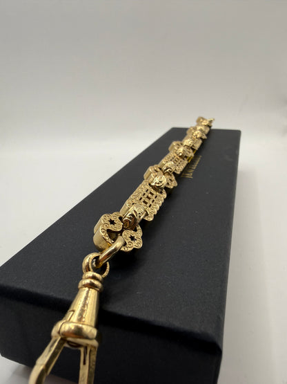 9ct Gold Stars & Bars Bracelet 9.4" 13/14mm 54.1g approx