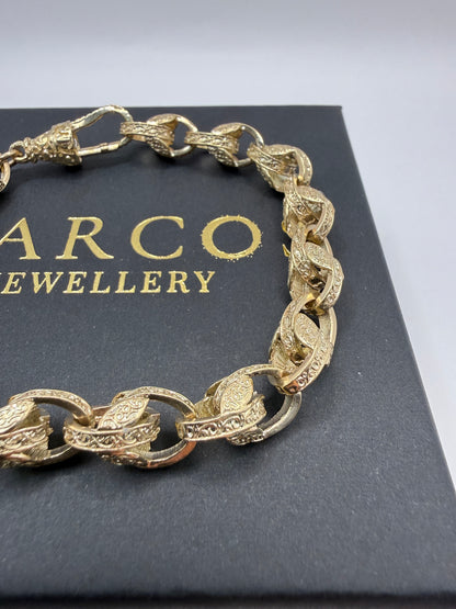 9ct Gold Tulip Bracelet 9" 10mm 30.1g