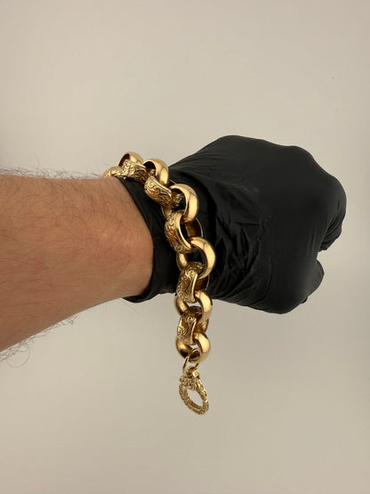 9ct Gold XL Belcher Bracelet 10" 19.5mm 74.74g