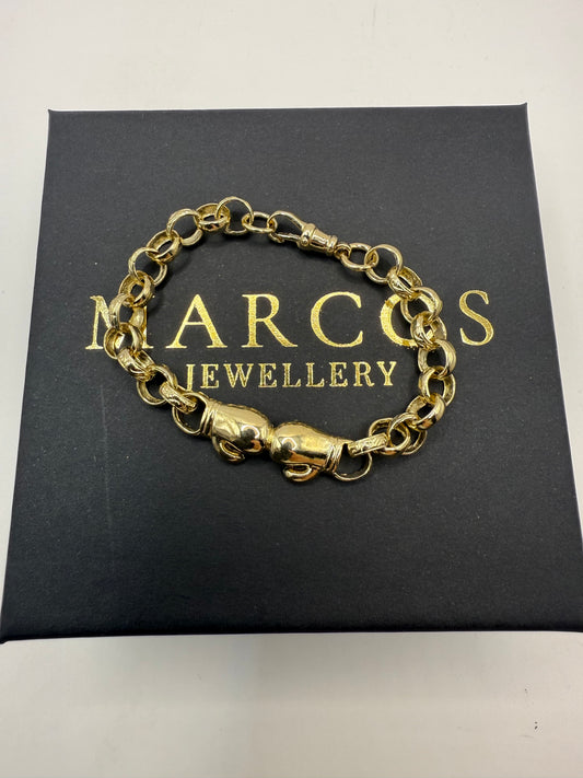 9ct Gold Belcher Boxing Gloves Bracelet 7" 7-10.5mm 11.4g