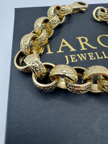 9ct Gold Belcher Bracelet 9.75” 12mm 55g