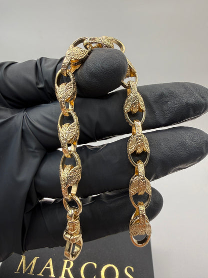 9ct Gold Tulip Bracelet 7" 8mm 21.13g