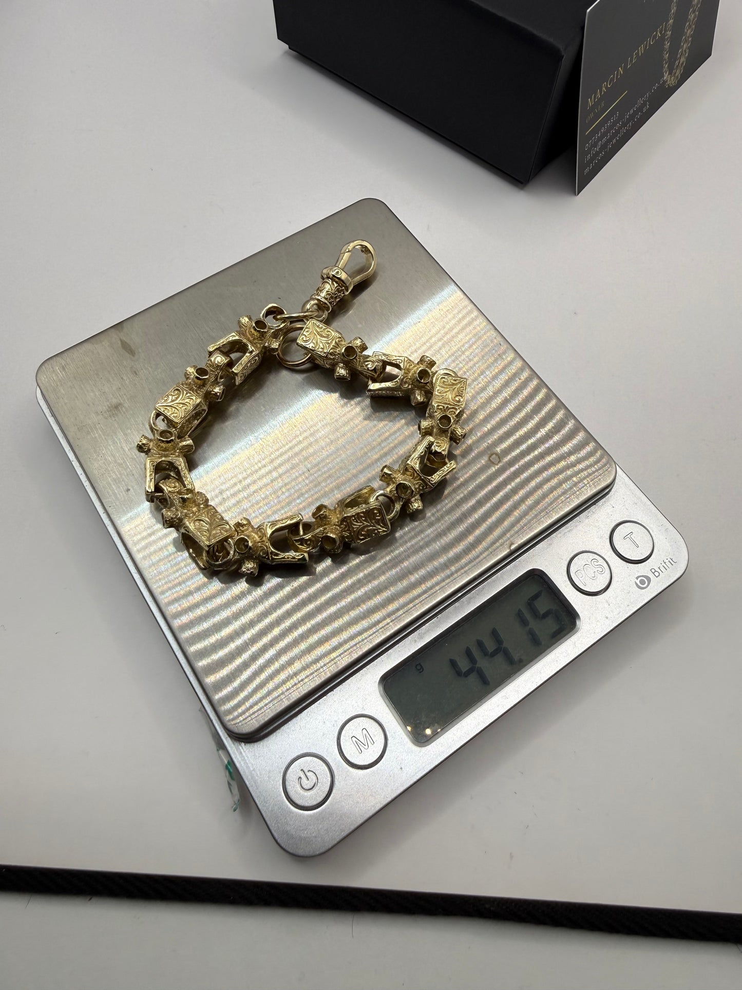 9ct Gold Lego Bracelet 8.8" 12mm 44.14g