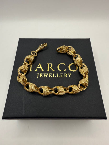 9ct Gold Tulip Bracelet 8" 10mm 28.08g