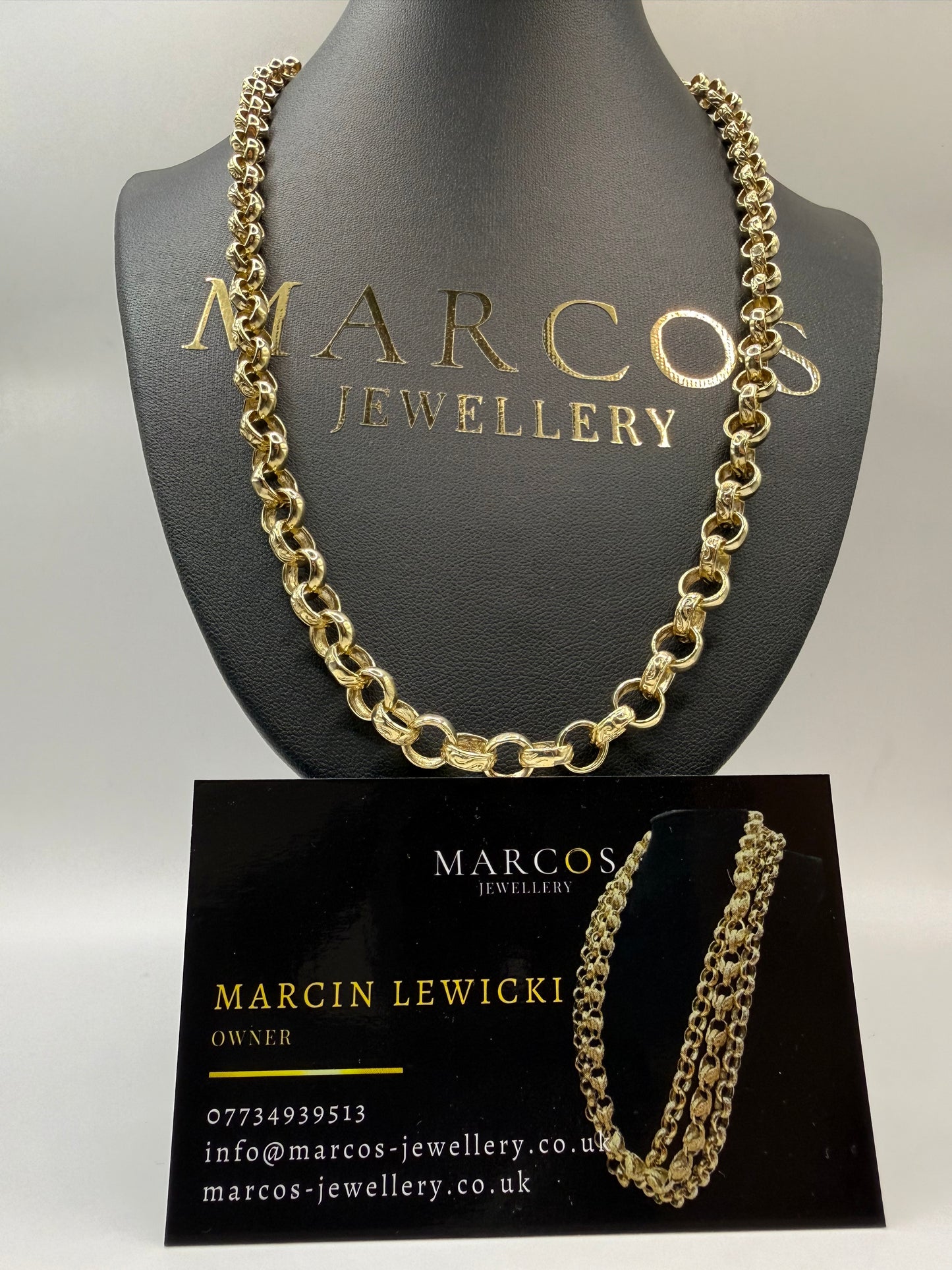 9ct Gold Belcher Chain 22.5" 7mm 38.2g