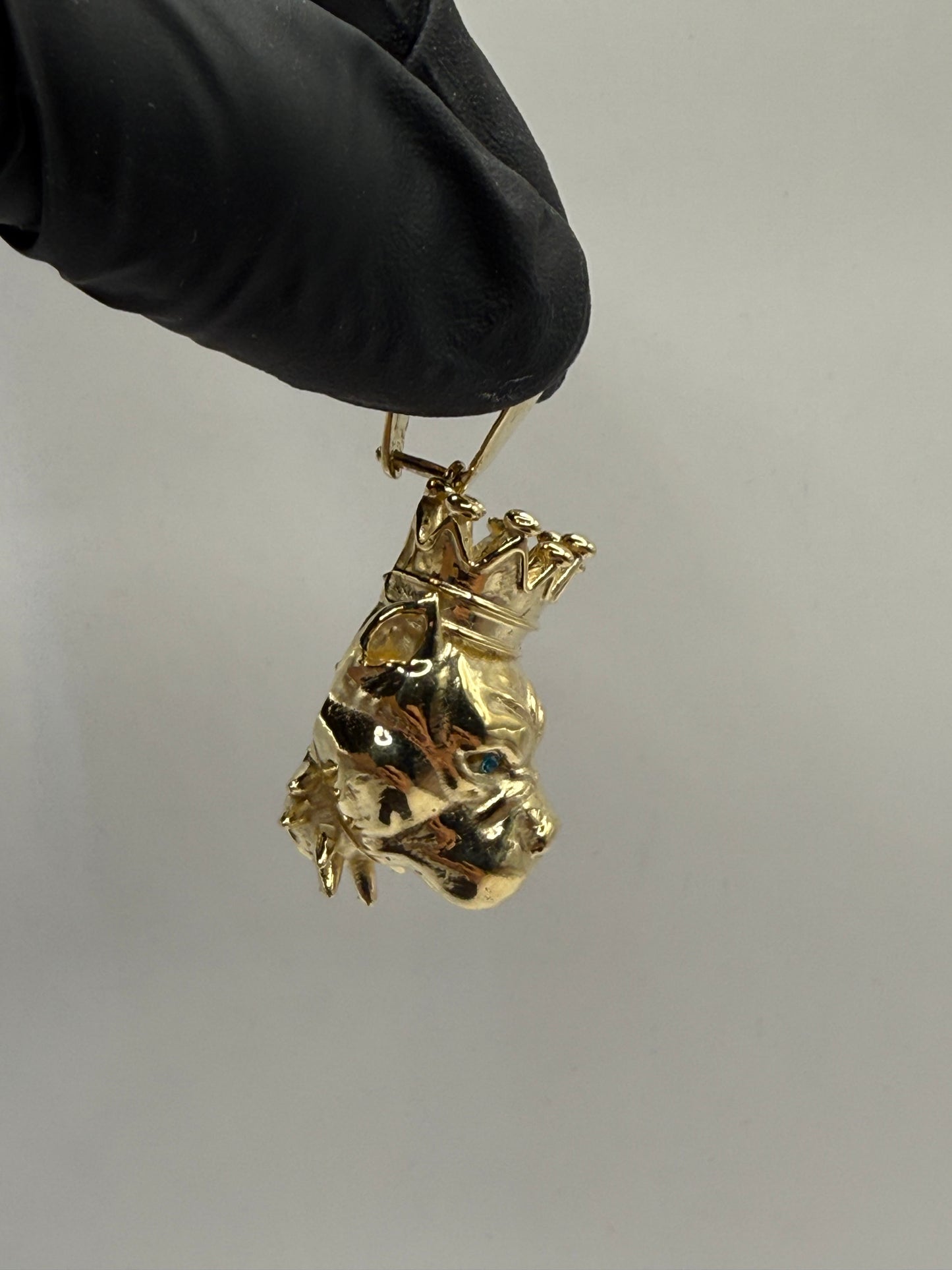 9ct Gold Bulldog Head Pendant 2" 19mm 9mm bale 12.1g