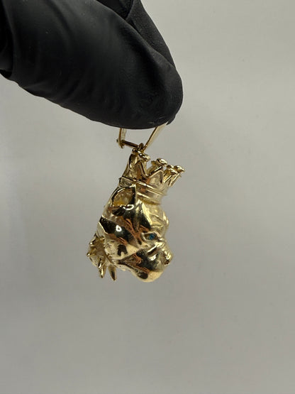 9ct Gold Bulldog Head Pendant 2" 19mm 9mm bale 12.1g