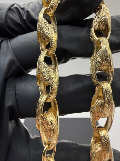 9ct Gold Tulip Bracelet 8.75" 9mm 26.6g