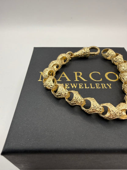 9ct Gold Acorn Bracelet 8" 10mm 35.4g