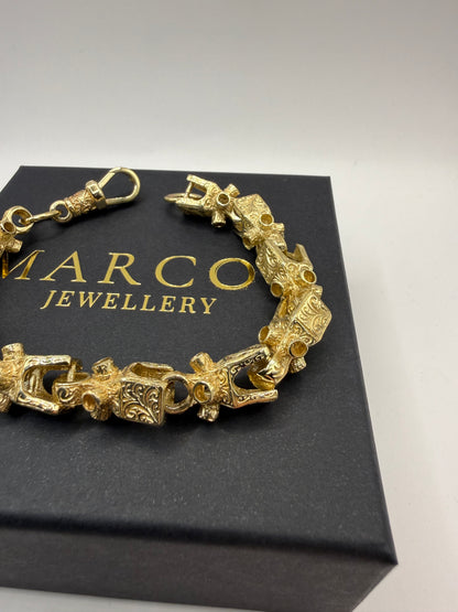 9ct Gold Lego Bracelet 9" 12mm 44.47g