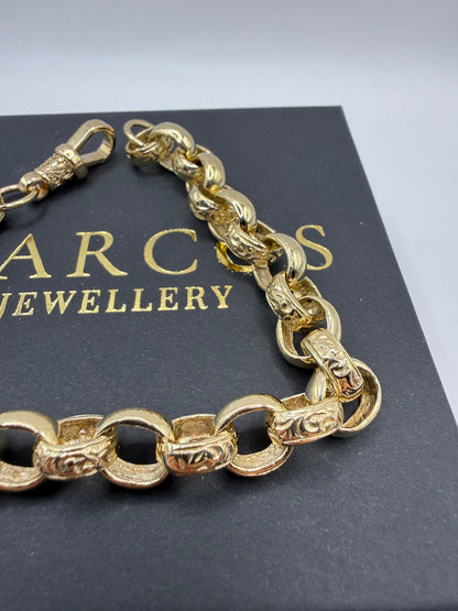 9ct Gold Belcher Bracelet 9.6" 10-11mm 29.1g