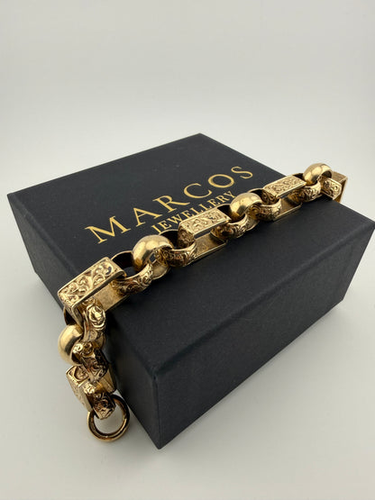 9ct Gold Gypsy Bracelet 8.75" 10/11mm 58.63g
