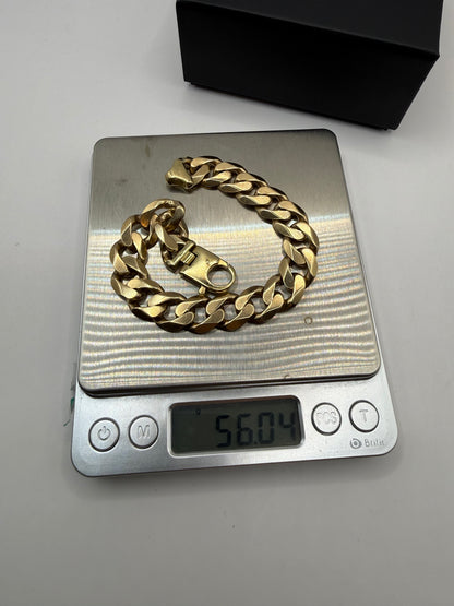 9ct Gold Curb Bracelet 9" 13.5mm 56g