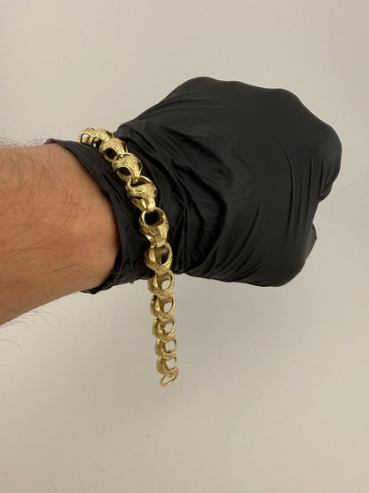 9ct Gold Acorn Bracelet 9.25” 11mm 29.57g