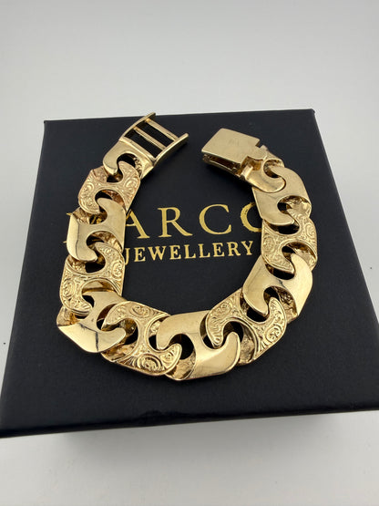 9ct Gold Mariner Link Bracelet 7.5" 17mm 51.3g