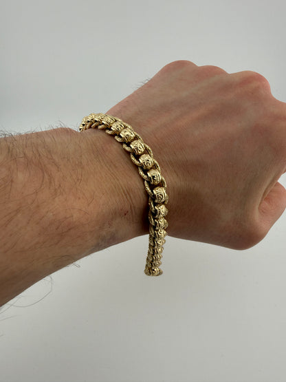 9ct Gold Roller Ball Bracelet 7.65" 10mm 41.2g