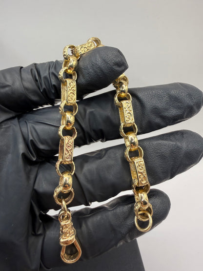 9ct Gold Gypsy Bracelet 6.75" 7.5mm 17.8g