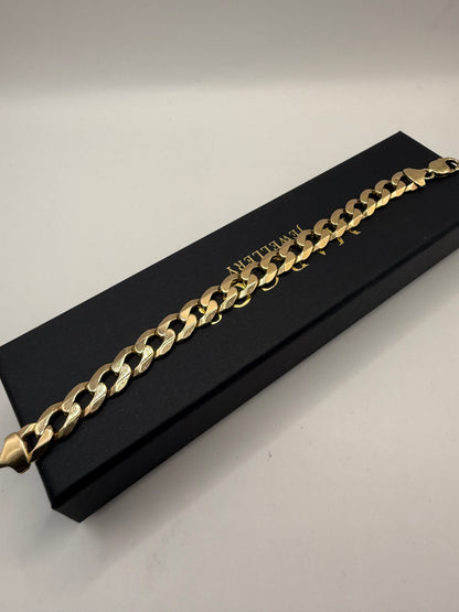 9ct Gold Curb Bracelet 9" 11/12mm 35.48g