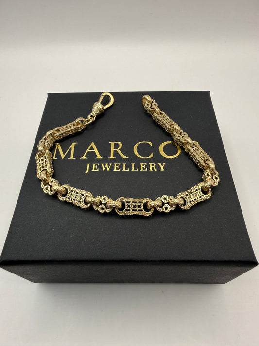 9ct Gold Stars & Bars Bracelet 9" 7mm 23.38g