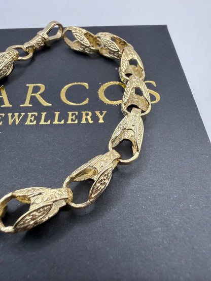 9ct Gold Tulip Bracelet 8.2" 8mm 19g