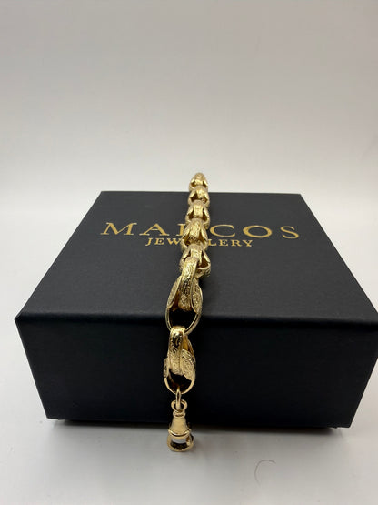 9ct Gold Tulip Bracelet 8.75" 9mm 26.6g