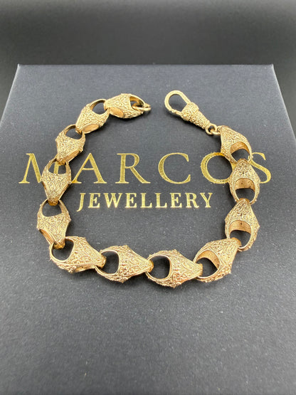 9ct Gold Acorn Bracelet 7" 8mm 12.49g