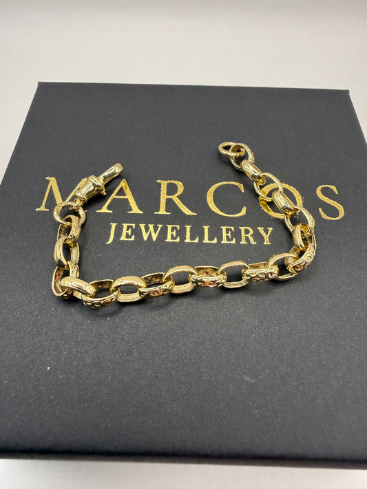 9ct Gold Belcher Bracelet 5.4” 6mm 7.4g