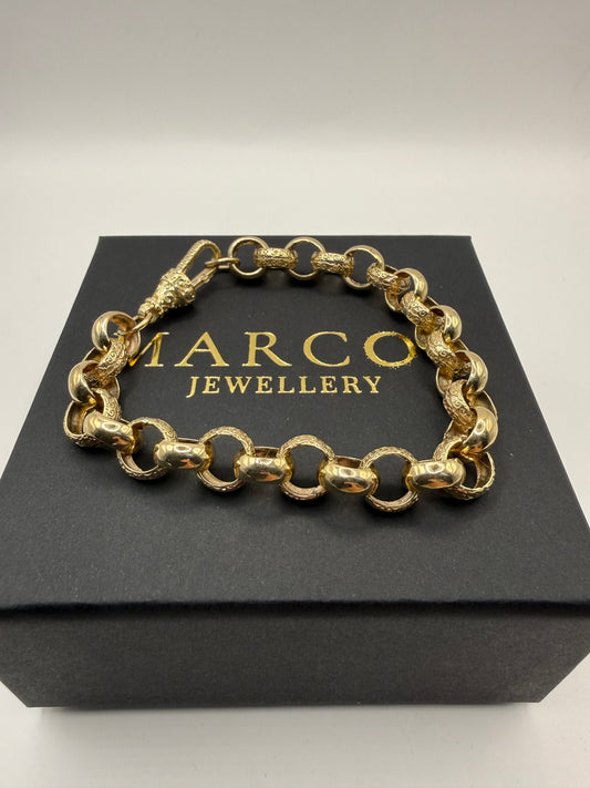 9ct Gold Belcher Bracelet 9" 11mm 25.2g