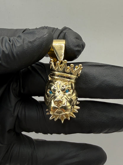 9ct Gold Bulldog Head Pendant 2" 19mm 9mm bale 12.1g