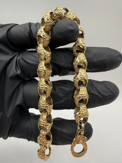 9ct Gold Acorn Bracelet 8.25" 9/10mm 30.5g