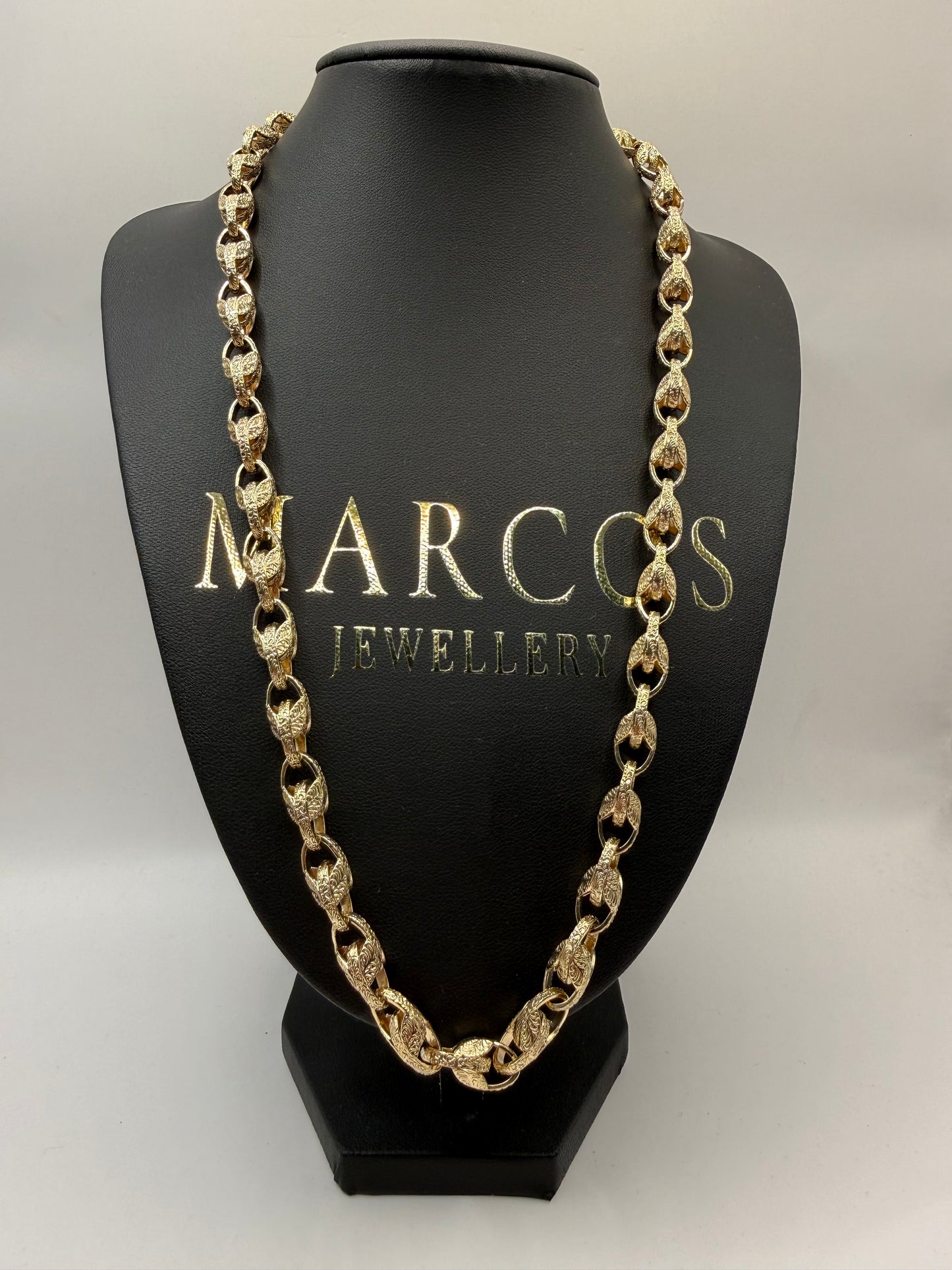 9ct Gold Tulip Chain 23.5" 8mm 77.49g