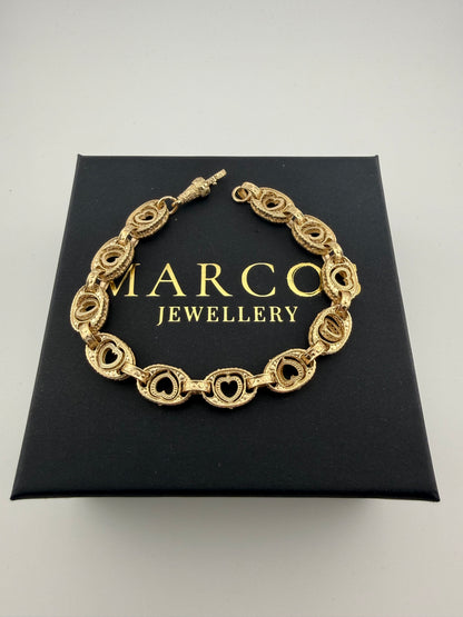 9ct Gold Spinning Heart Bracelet 8.5" 10mm 20g
