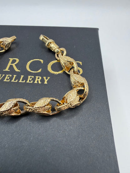 9ct Gold Tulip Bracelet 7.4" 8mm 23.6g