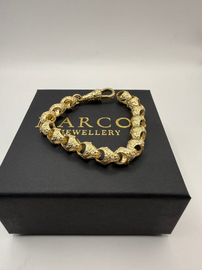 9ct Gold Acorn Bracelet 8" 10mm 35.4g