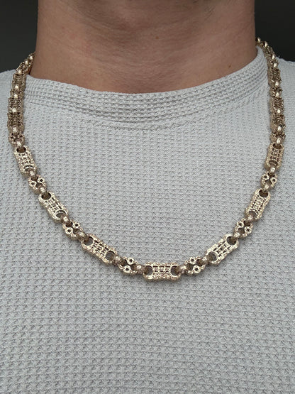 9ct Gold Stars & Bars Chain 24.5" 7mm 62.94g