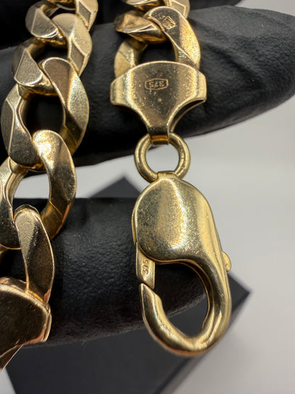 9ct Gold Curb Bracelet 9" 11/12mm 35.48g
