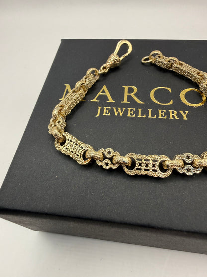 9ct Gold Stars & Bars Bracelet 8.5" 7mm 21.86g