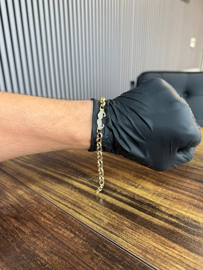 9ct Gold Boxing Glove Belcher Bracelet 7.1" 7.5mm 11.1g