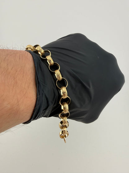 9ct Gold Belcher Bracelet 7.75" 10mm 17.11g