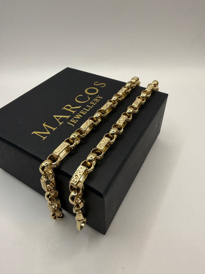 9ct Gold Gypsy Bracelet 7.25" 8mm 19.39g