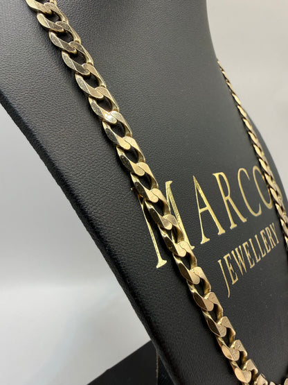 9ct Gold Curb Chain 22.25" 9mm 44.44g